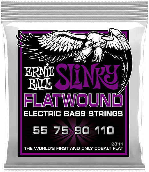 ERNIE BALL 2811 Flatwound Slinky Power 55-110 - Струны для бас-гитары