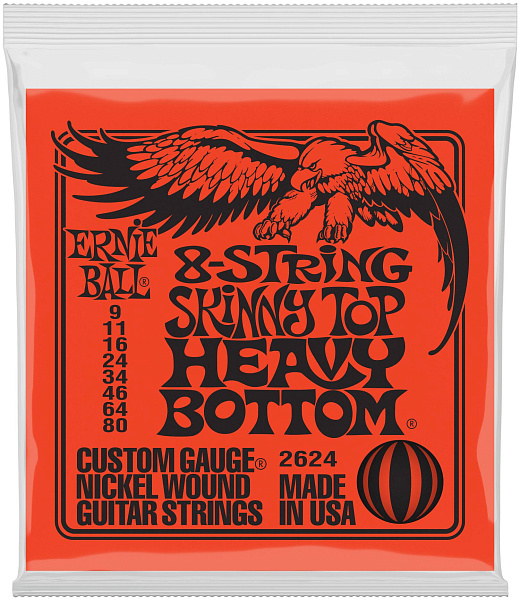 ERNIE BALL 2624 Nickel Wound Slinky Skinny Top Heavy Bottom 9-80 - Струны для электрогитары 8-струнной