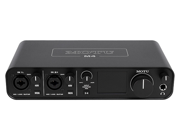 Аудиоинтерфейс USB [3140/3141] Motu [M4] АЦП/ЦАП: 24 бит/192 кГц, ЦАП ESS Sabre32 Ultra, 120 дБ, THD+N: -110 дБ, 2xCombo XLR/TRS, 2x1/4" TRS Jack входа / 4xRCA выхода, 4x1/4" TRS Jack выхода, 1/4" TRS Jack выход для наушников, MIDI, USB-C