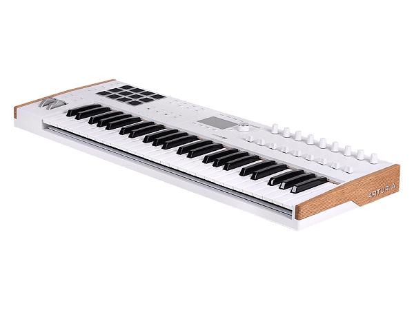 MIDI клавиатура [231621] Arturia [KeyLAB 49 MK3 White] 49 клавиш, полувзвешенная механика, дисплей, 12 пэдов , 9 фейдеров, 9 поворотных регуляторов, 3 входа для подключения педалей, MIDI in/out, USB-C