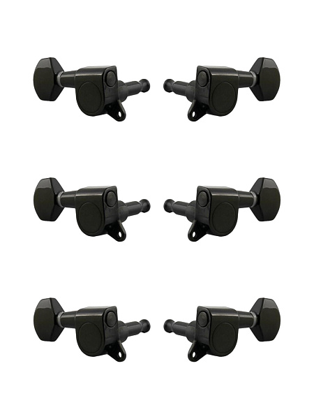 J-07-BK-3+3 Колки для гитары 3+3, черные, Metallor