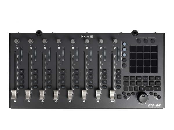 MIDI контроллер [110205A2022] Icon [P1-M] USB MIDI DAW контроллер, 8 моторизованных фейдеров, программируемый 4-дюймовый сенсорный дисплей, LED-индикаторы, колесо Jog оптического энкодера, 8 энкодеров, функциональные кнопки с подсветкой