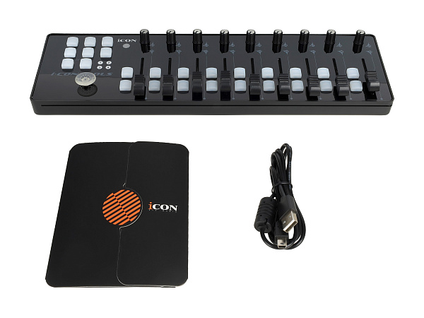 MIDI контроллер [10105100054] Icon [iControls] USB MIDI контроллер, 9 фейдеров, 18 кнопок, 9 энкодеров, джойстик, кнопка "Сцена" для настройки 4-х пресетов, 6 кнопок транспорта, разъем USB Mini-B, разъем USB-A
