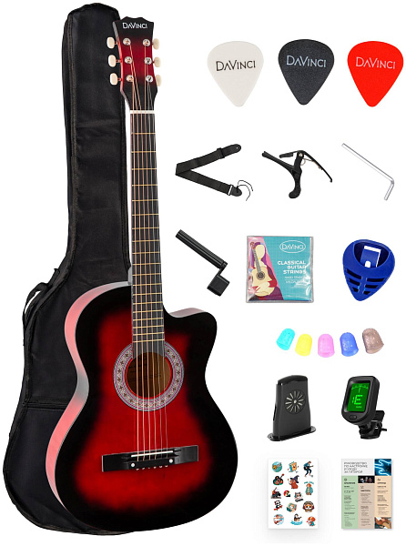 DAVINCI DF-50C 14 RD PACK - Гитара акустическая в наборе
