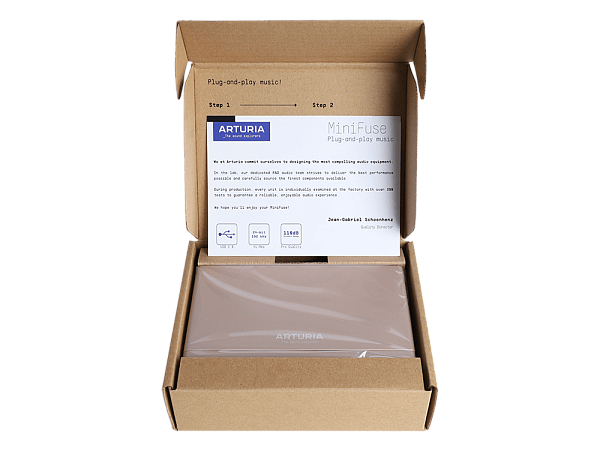 Аудиоинтерфейс USB [800121] Arturia [MiniFuse 1 Champagne] 24бит/192кГц, комбинированный разъем XLR и 6.3 мм для записи инструментов и вокала с фантомным питанием 48 В, выходы на монитор (L/R Jack), выход для наушников