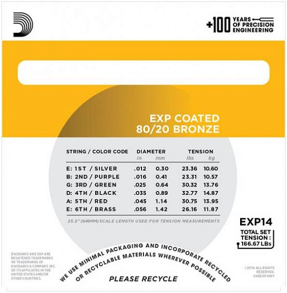 D'ADDARIO EXP14 - Струны для акустической гитары