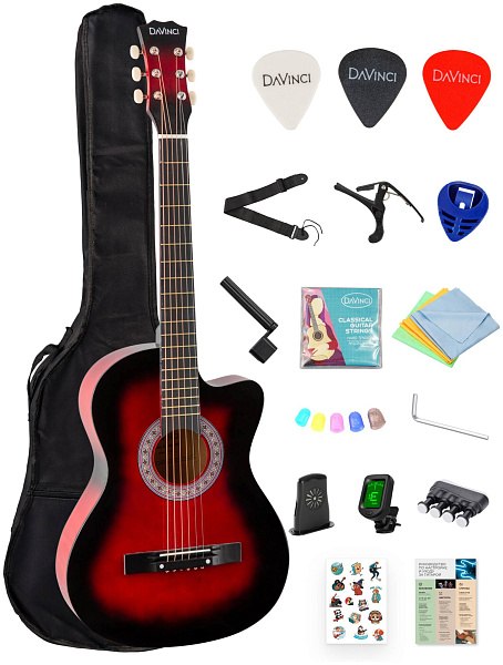 DAVINCI DF-50C 16 RD PACK - Гитара акустическая в наборе