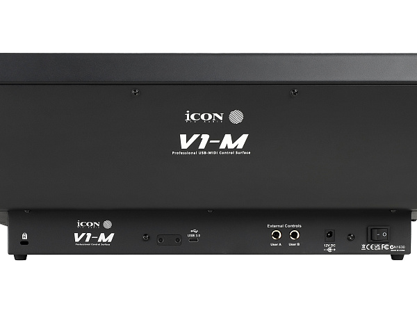 MIDI контроллер [110205A2020] Icon [V1-M] USB MIDI DAW контроллер, 9 моторизованных фейдеров, 8 двухфункциональных энкодеров, программируемый 7-дюймовый цифровой сенсорный дисплей, LED-индикаторы, 12-ти сегментный Master стерео индикатор