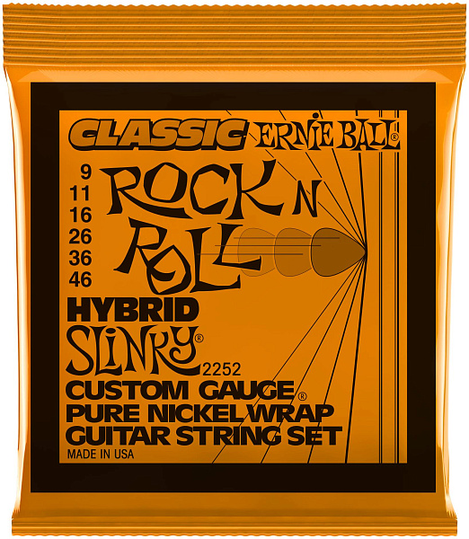 ERNIE BALL 2252 Classic Rock n Roll Pure Nickel Slinky Hybrid 9-46 - Струны для электрогитары