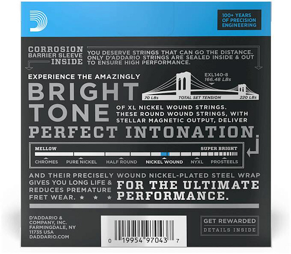 D'ADDARIO EXL140-8 - Струны для электрогитары 8-струнной
