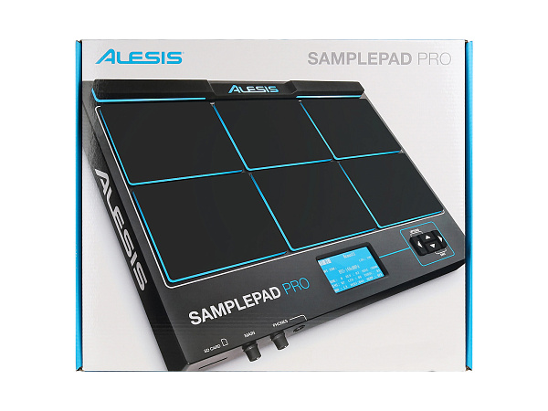 Барабанный  MIDI контроллер [SAMPLEPADPROXEU] Alesis [SamplePad PRO] 8 прорезиненных пэдов с подсветкой, входы для педалей Hi-Hat и Kick, ЖК дисплей с подсветкой, MIDI-выход и вход, стереовыход 2 ? TRS, AUX-вход, выход на наушники, SD, USB