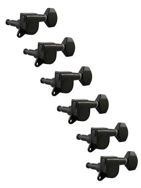 J-07-BK-6L Колки для гитары 6л, черные, Metallor