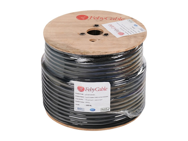 HC315BK-100 Кабель гибридный акустический, черный, 100м, Feby Сable