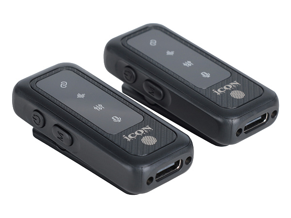 Радиосистема микрофонная Icon [AirMic 3] 2 передатчика со всенаправленными микрофонами, приемник с USB-C разъемом, кейс для зарядки, АЦП/ЦАП 24 бит/48 кГц, рабочая частота 2,4 ГГц, дальность 40 м, время непрерывной работы 8,5 часов, 24 часа с кейсом