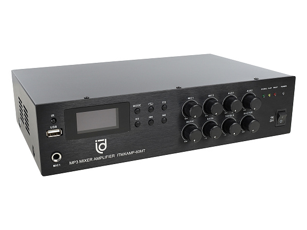 Микшер-усилитель Intrend [ITMXAMP-60MT] MP3, FM тюнер, USB, Bluetooth, 2хMic/3хLine входы, 1хLine выход,60 Вт, 4/8Ом/100V, IR-пульт в комплекте