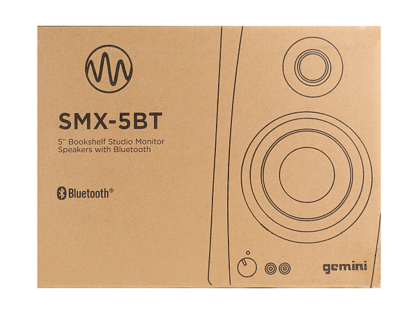 Акустическая система Gemini [SMX-5BT] Активная + пассивная АС, мощность RMS/Peak 100/200 Вт, АЧХ 40-20000 Гц, динамики: 5" НЧ, 1" ВЧ, входы: 1/4" TRS, RCA (L/R), 1/8” TRS AUX, выходы: 1/8” TRS для наушников, Bluetooth