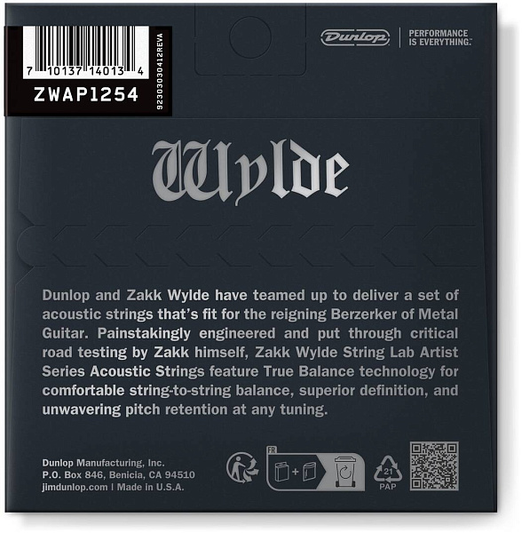 DUNLOP ZAKK WYLDE AG-PHB 12/54-6/SET ZWAP1254 - Струны