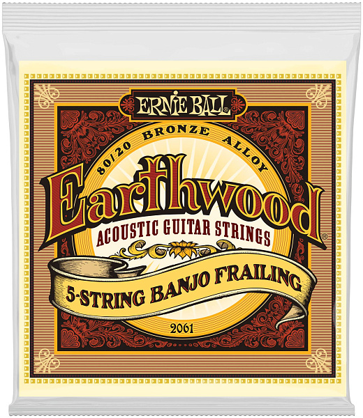 ERNIE BALL 2061 Earthwood 80/20 Bronze Frailing 10-24 - Струны для банджо