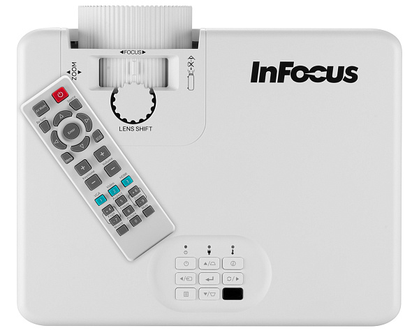 Лазерный проектор InFocus [IN1026SL] DLP, WXGA, 5000 lm, 3D Ready, 2 000 000:1,TR 1.47-2.35:1,Lens shift V 115%, 2xHDMI 1.4, VGA, 3.5mm IN/OUT, USB A, RS232, RJ45 (PJ-Link), 15W, 3.1 кг, белый