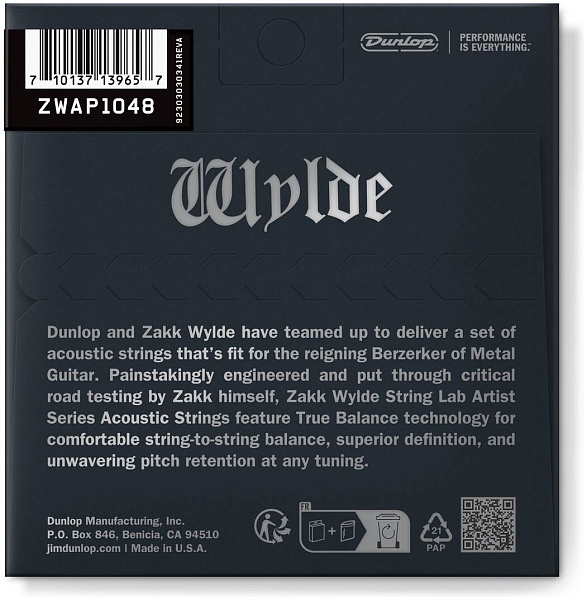 DUNLOP ZAKK WYLDE AG-PHB 10/48-6/SET ZWAP1048 - Струны