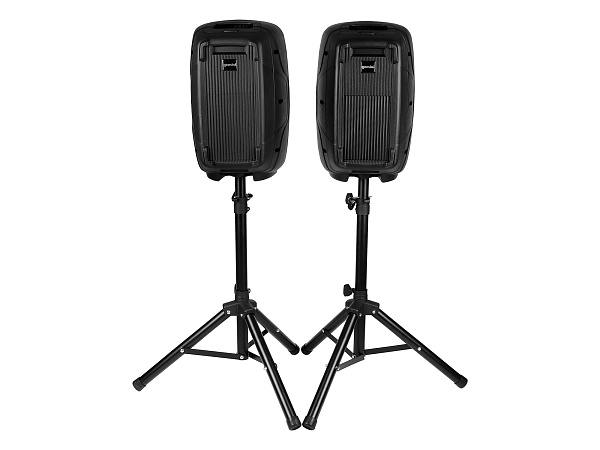 Акустическая система Gemini [ES-210MXBLU-ST] Комплект: 2х АС 10"НЧ/1"ВЧ, микшер с усилителем 150 Вт RMS, входы: 4x XLR Mic, 6x 1/4" TRS Line, 2x RCA, 1/8” TRS, выходы: 2x 1/4" TRS, 2x RCA, 1/8” TRS Headphones, 2х стойки, микрофон, кабели