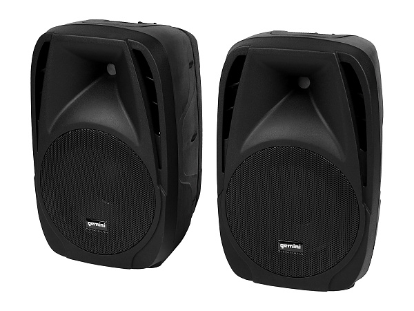 Акустическая система Gemini [ES-210MXBLU-ST] Комплект: 2х АС 10"НЧ/1"ВЧ, микшер с усилителем 150 Вт RMS, входы: 4x XLR Mic, 6x 1/4" TRS Line, 2x RCA, 1/8” TRS, выходы: 2x 1/4" TRS, 2x RCA, 1/8” TRS Headphones, 2х стойки, микрофон, кабели