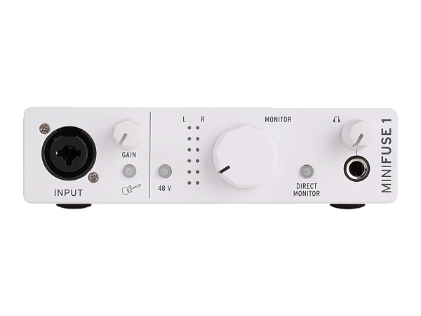 Аудиоинтерфейс USB [800111] Arturia [MiniFuse 1 White] 24бит/192кГц, комбинированный разъем XLR и 6.3 мм для записи инструментов и вокала с фантомным питанием 48 В, выходы на монитор (L/R Jack), выход для наушников
