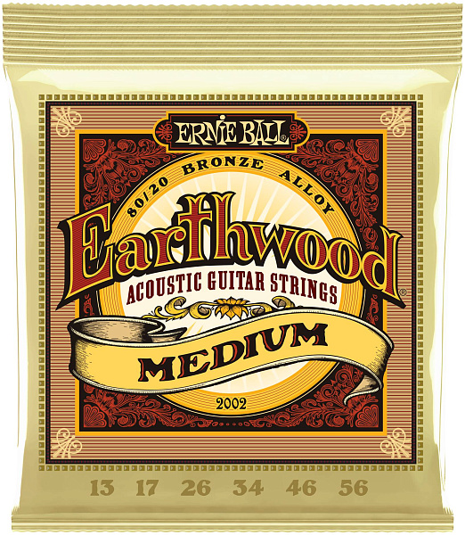 ERNIE BALL 2002 Earthwood 80/20 Bronze Medium 13-56 - Струны для акустической гитары