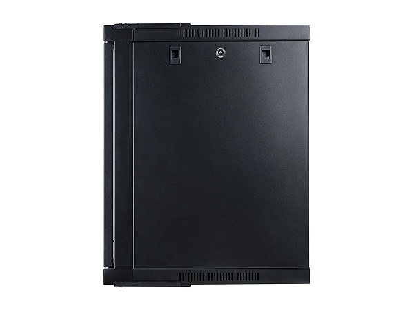 Настенный шкаф Wize Pro [W12U50QSR] 19", 12U, быстрая сборка без инструментов, 600х500 мм, стеклянная передняя дверь, задняя стенка металлическая, неоткидная, макс. вес нагрузки 50 кг, сталь, черный