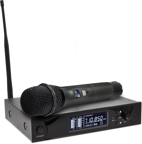 Микрофонная радиосистема Axelvox [DWS7000HT (ST Bundle)] UHF 710-726 MHz, 32 канала, LCD дисплей, ИК порт, ручной микрофон