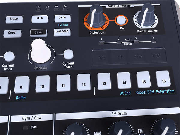 Микшер (драм машина) [561101] Arturia [DrumBrute Impact] аналоговый, 10 барабанов и перкуссии, 64-шаговый секвенсор, функции Swing, Step Repeat, Roller, Looper, 4x1/8" mini Jack выхода: стерео выход для наушников 1/8" mini Jack, 1/4" TRS Jack Mix Out, MI