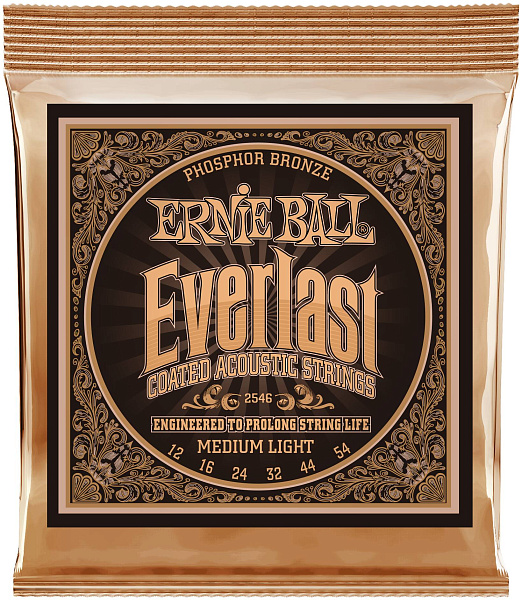 ERNIE BALL 2546 Everlast Coated Phosphor Bronze Medium Light 12-54 - Струны для акустической гитары