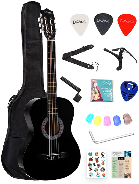 DAVINCI DC-50A 12 BK PACK - Гитара классическая в наборе