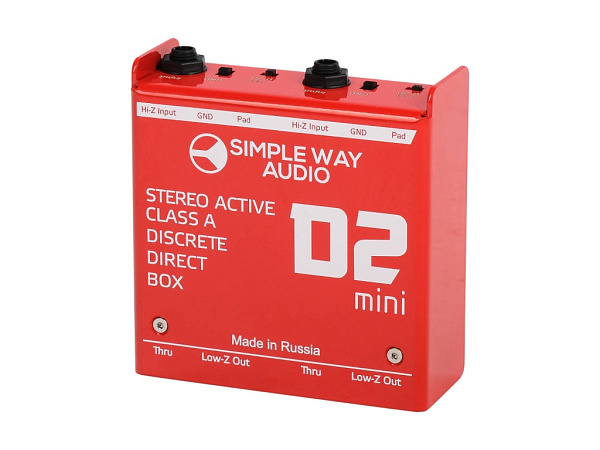 D2mini D.I. Box Дибокс, преобразователь сигнала для гитары, активный, стерео, Simpleway Audio