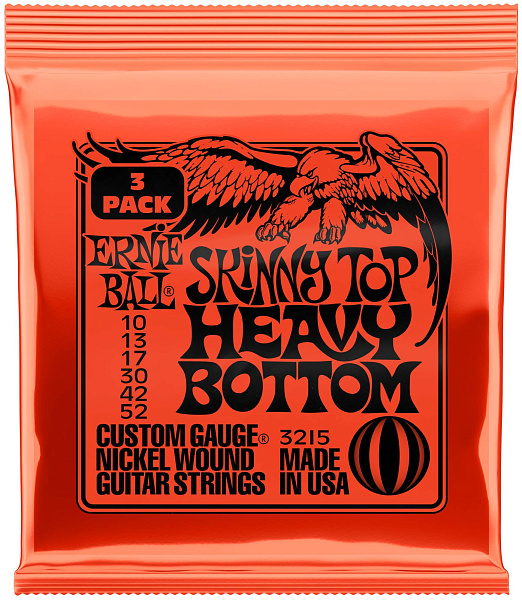 ERNIE BALL 3215 Nickel Wound Slinky Skinny Top Heavy Bottom 3 Pack 10-52 - Струны для электрогитары