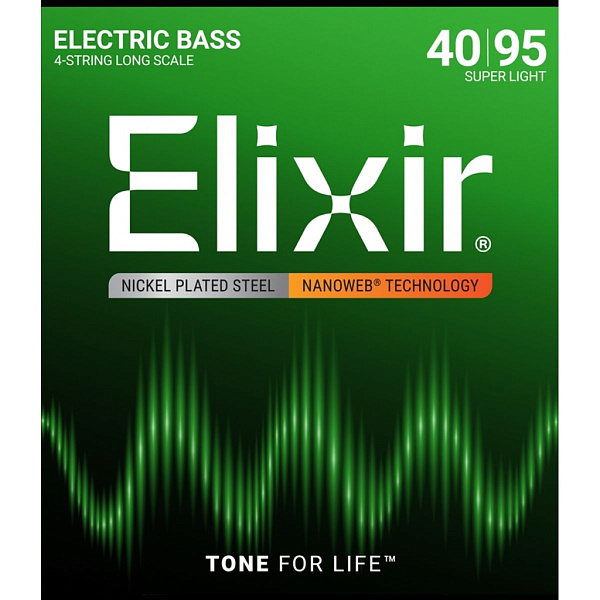 14002 NANOWEB Комплект струн для бас-гитары, никелированные, Super Light, 40-95, Elixir