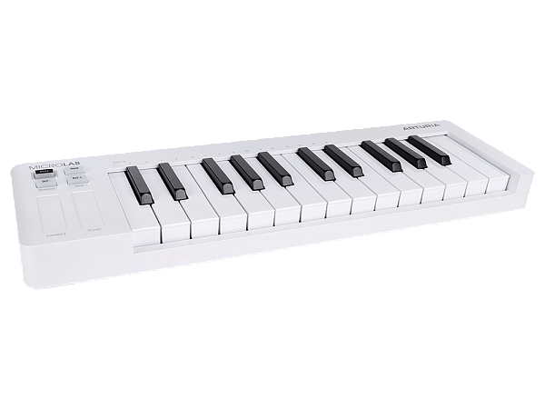 MIDI клавиатура [231511] Arturia [MicroLab 3 White] 25 клавиш, чувствительных к скорости нажатия, сенсорные полосы pitch и modulation, режим игры аккордами, разъем для подключения педали, type-c, ПО: Analog Lab Intro, Ableton Live Lite. Цвет - белый.