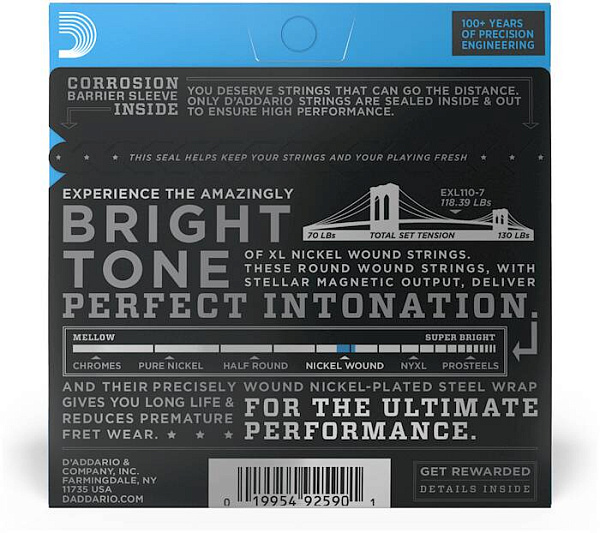 D'ADDARIO EXL110 7 - Струны для электрогитары 7-струнной