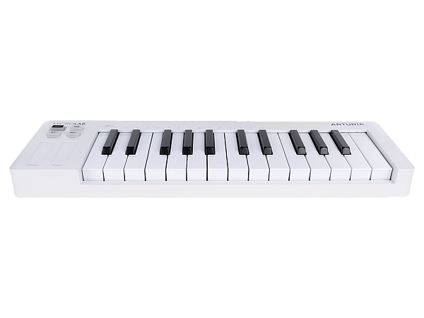MIDI клавиатура [231511] Arturia [MicroLab 3 White] 25 клавиш, чувствительных к скорости нажатия, сенсорные полосы pitch и modulation, режим игры аккордами, разъем для подключения педали, type-c, ПО: Analog Lab Intro, Ableton Live Lite. Цвет - белый.