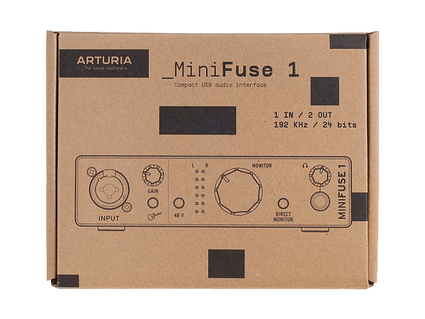 Аудиоинтерфейс USB [800111] Arturia [MiniFuse 1 White] 24бит/192кГц, комбинированный разъем XLR и 6.3 мм для записи инструментов и вокала с фантомным питанием 48 В, выходы на монитор (L/R Jack), выход для наушников