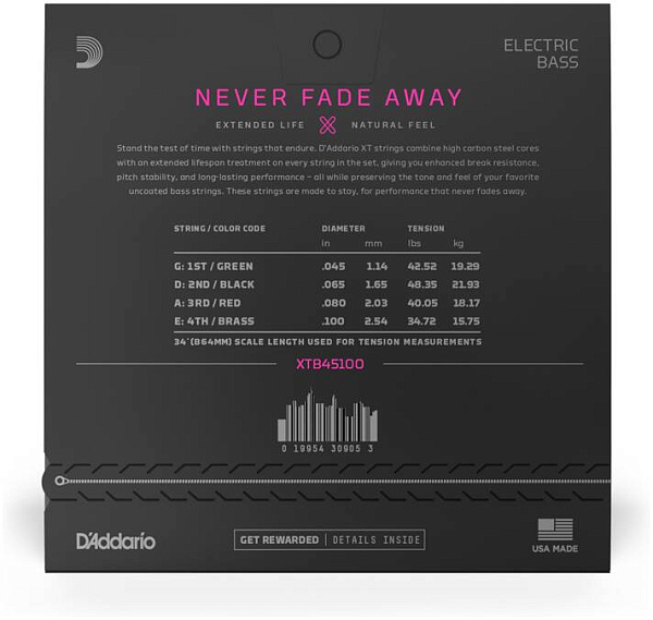 D'ADDARIO XTB45100 - Струны для бас-гитары