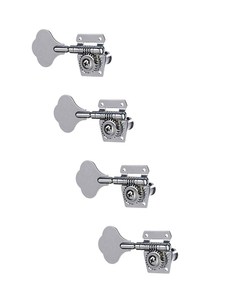 M446-4 Колки для бас-гитары, 4 правых, хром, Musiclily