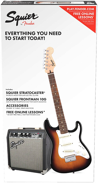 SQUIER Stratocaster® Pack, Laurel Fingerboard, Brown Sunburst, Gig Bag, 10G - 230V EU - Электрогитара