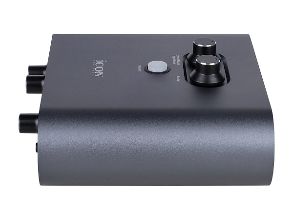 Аудиоинтерфейс USB [110313A2003] Icon [Duo22 Dyna B] АЦП/ЦАП: 24 бит/192 кГц, 127 дБ, входы/выходы: Combo XLR/TRS, 1/4" TS/ 2х1/4" TRS, 1/8" mini Jack стерео, 1/4" TRS стерео выход на наушники, USB-C, +48 В, цвет черный