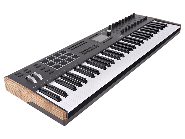 MIDI клавиатура [231632] Arturia [KeyLAB 61 MK3 Black] 61 клавиша, полувзвешенная механика, дисплей, 12 пэдов , 9 фейдеров, 9 поворотных регуляторов, 3 входа для подключения педалей, MIDI in/out, USB-C