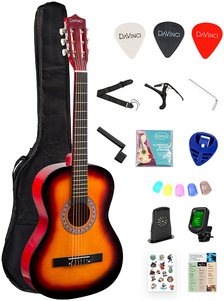 DAVINCI DC-50A 14 SB PACK - Гитара классическая в наборе