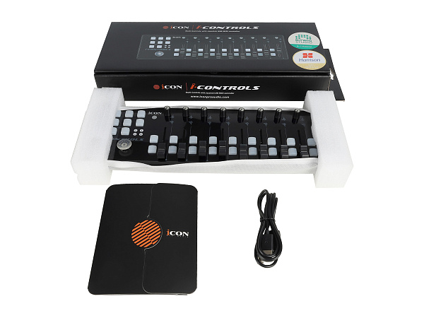 MIDI контроллер [10105100054] Icon [iControls] USB MIDI контроллер, 9 фейдеров, 18 кнопок, 9 энкодеров, джойстик, кнопка "Сцена" для настройки 4-х пресетов, 6 кнопок транспорта, разъем USB Mini-B, разъем USB-A