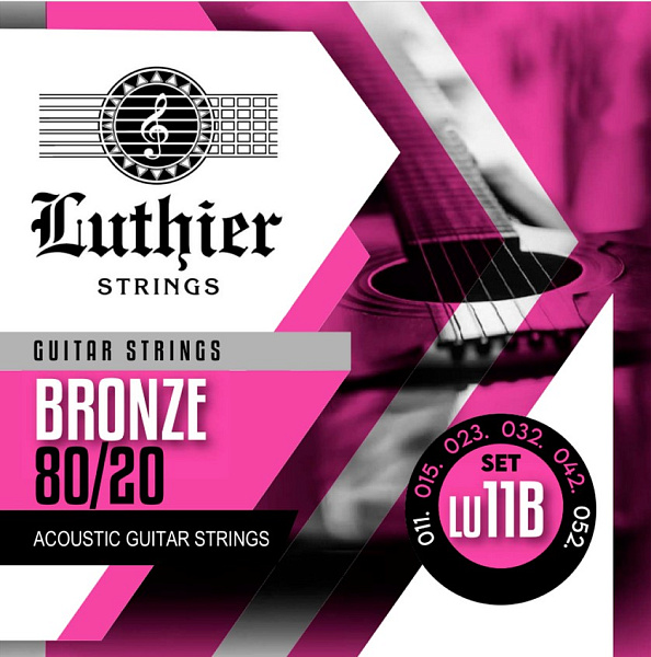 LU-11B Комплект струн для акустической гитары, бронза 80/20, 11-52, Luthier