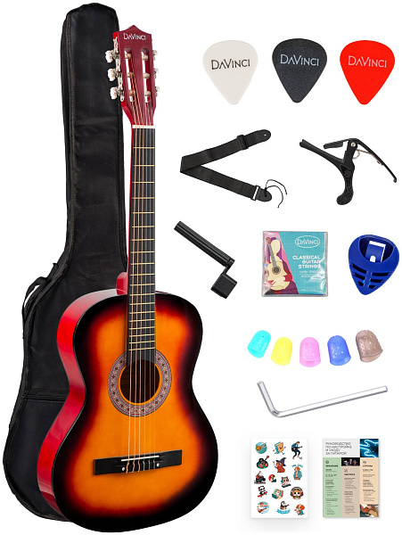 DAVINCI DC-50A 12 SB PACK - Гитара классическая в наборе