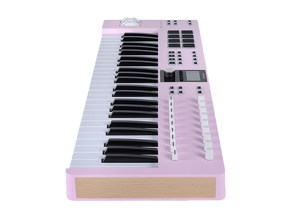 MIDI клавиатура [231525] Arturia [KeyLab Essential 49 mk3 Rose Quartz] 49 клавиш, LCD дисплей, 9 энкодеров, 8 пэдов, 9 фейдеров, 12 кнопок управления, колеса высоты тона и модуляции, 1/4" Jack вход для педали, MIDI выход, Type-C